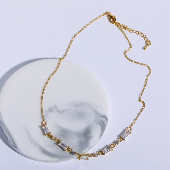 18K GOLD PLATED - Zircon NECKLACE - Picture 1 of 4